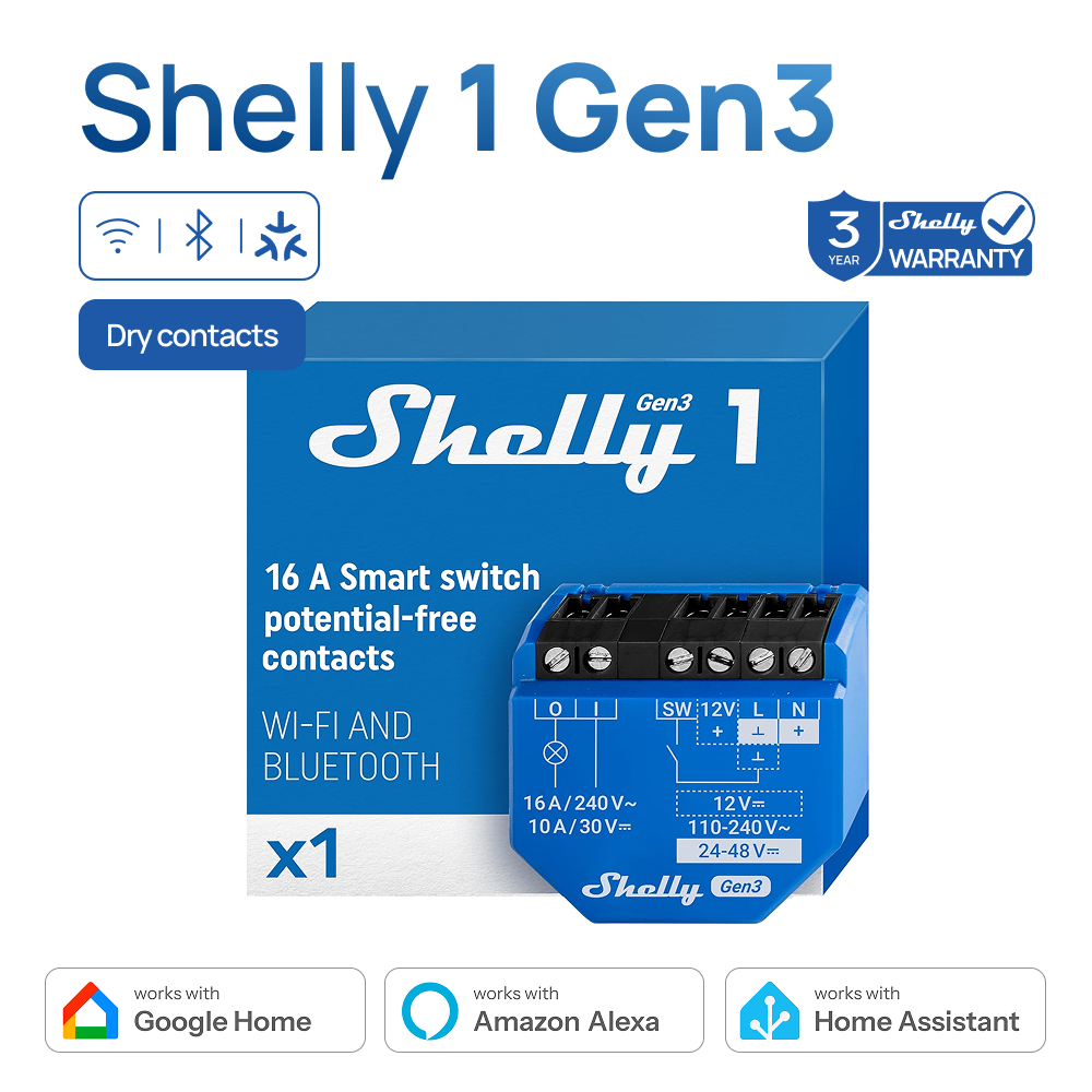Shelly Plug - Shelly 1 Gen3 Droge Contact Smart