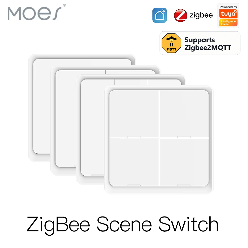 Sonoff Basic - MOES 4-voudige Tuya Zigbee2MQTT draadloze schakelaar
