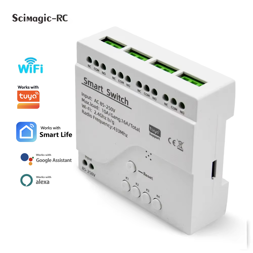Tuya 4 Channel - Slimme schakelaar 4-kanaals relaismodule huisautomatisering DC